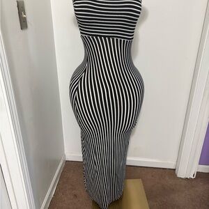 Black and White Striped Maxi Dress